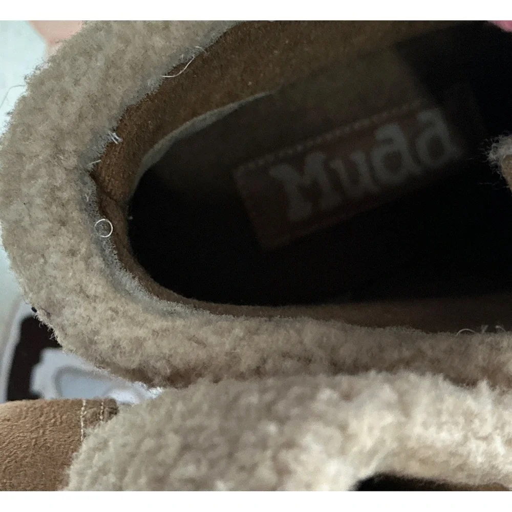 Mudd Sherpa Lined Ankle Boots Women's Size 6 Brown Lace Up‎ Wedge New